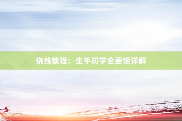 绕线教程：生手初学全要领详解